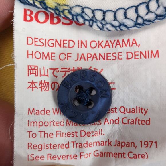 Bobson Men's XL Striped Polo Shirt Okayama Japan Streetwear Blue Yellow Preppy - Picture 5 of 6